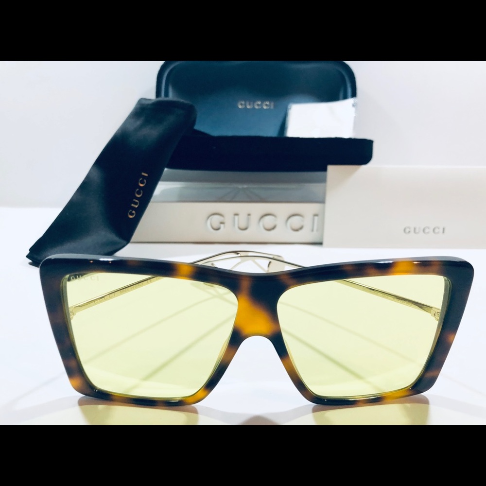 Gucci Women's Sunglasses Havana Brown Gold Yellow